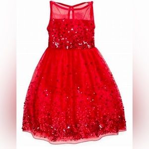 Red holiday dress for kids with sequins